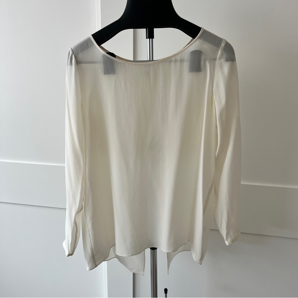 Club Monaco White 100% Silk Open Back Blouse